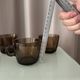 Set of 4 Vintage Smoked Glass Coffee CSeups by ŠEDA – Czechoslovakia, 1970s