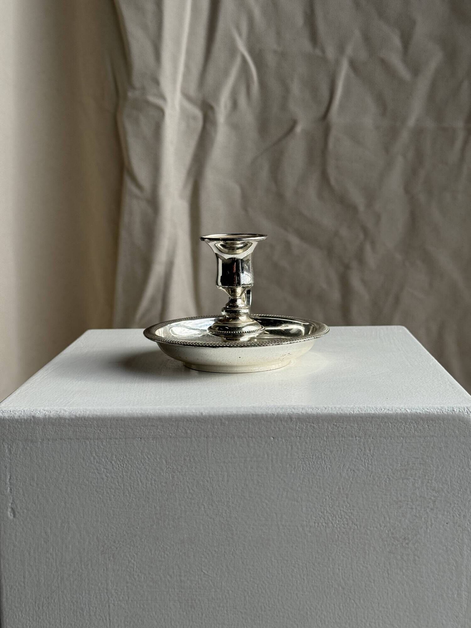 Pair of small antique silver-plated candlesticks D12 H8