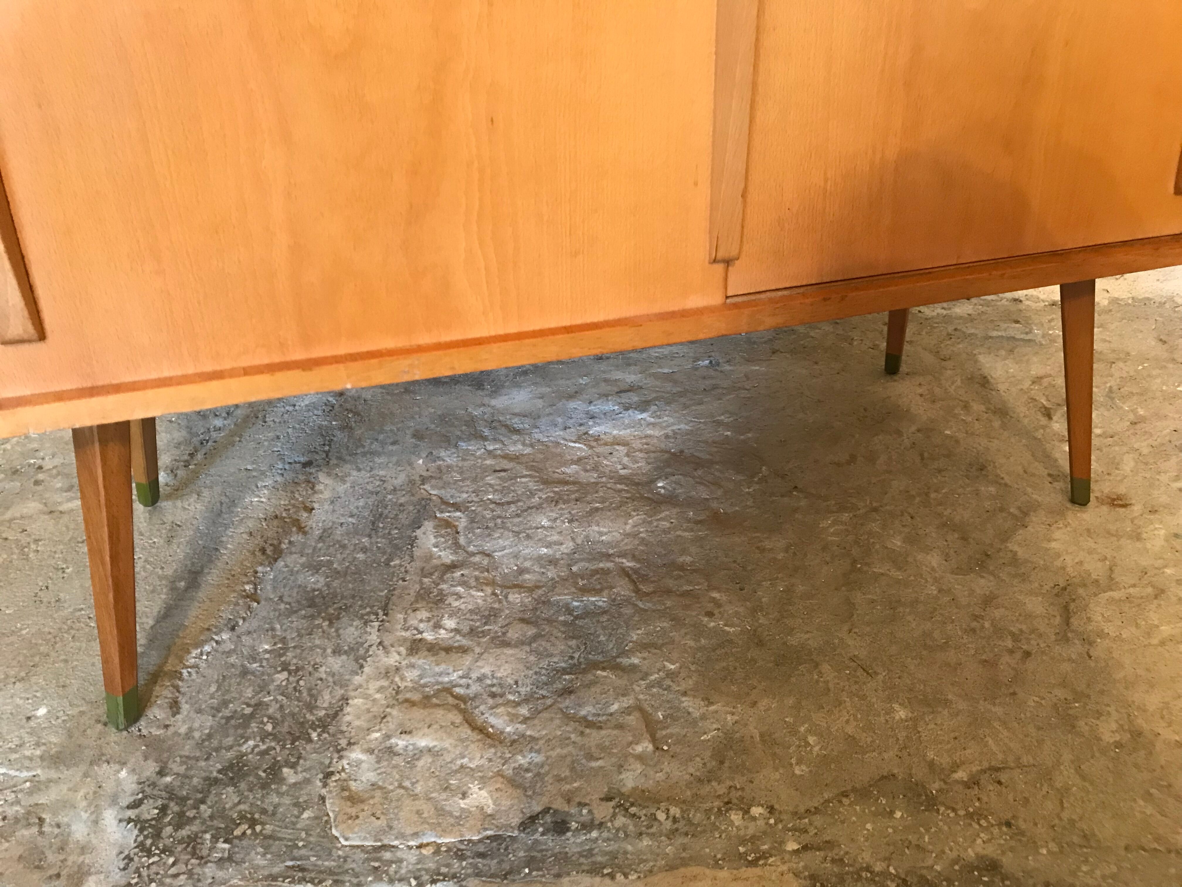 Vintage storage cabinet sliding doors and compass legs