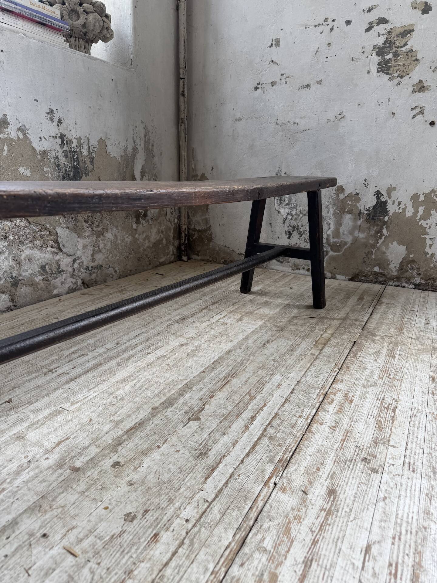 Dark patinated 1900 bench 220cm