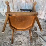 Antique BAUMANN Fan Chair Wood + Vintage Cushions #D877