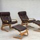 1970s, Norwegian design by Elsa & Nordahl Solheim, set of chair with stool.