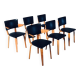 MCM Dutch Design Dining Chairs attributed to Cor Alons for Gouda Den Boer, 1950s, Set of 6