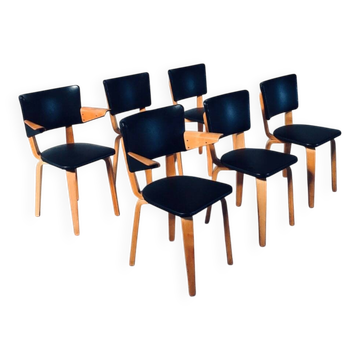 MCM Dutch Design Dining Chairs attributed to Cor Alons for Gouda Den Boer, 1950s, Set of 6