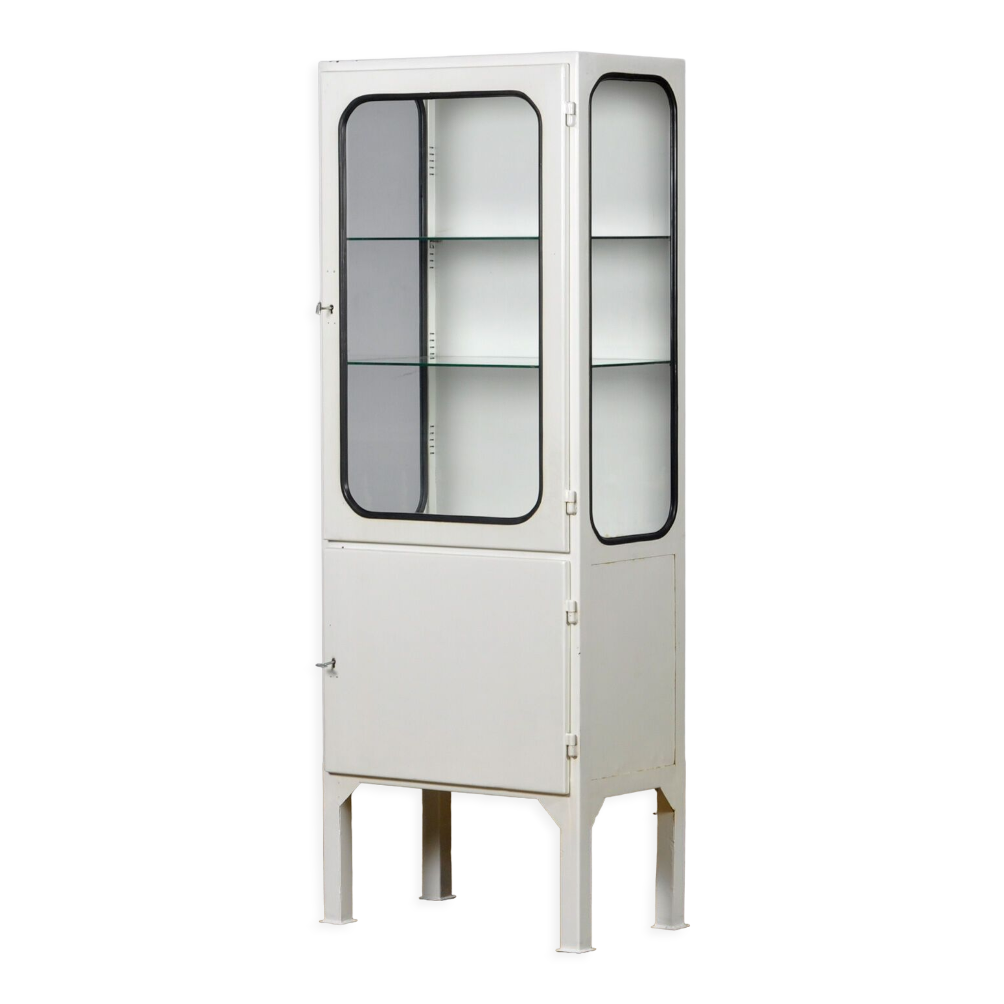 Vintage Iron And Glass Medical Cabinet, 1970s