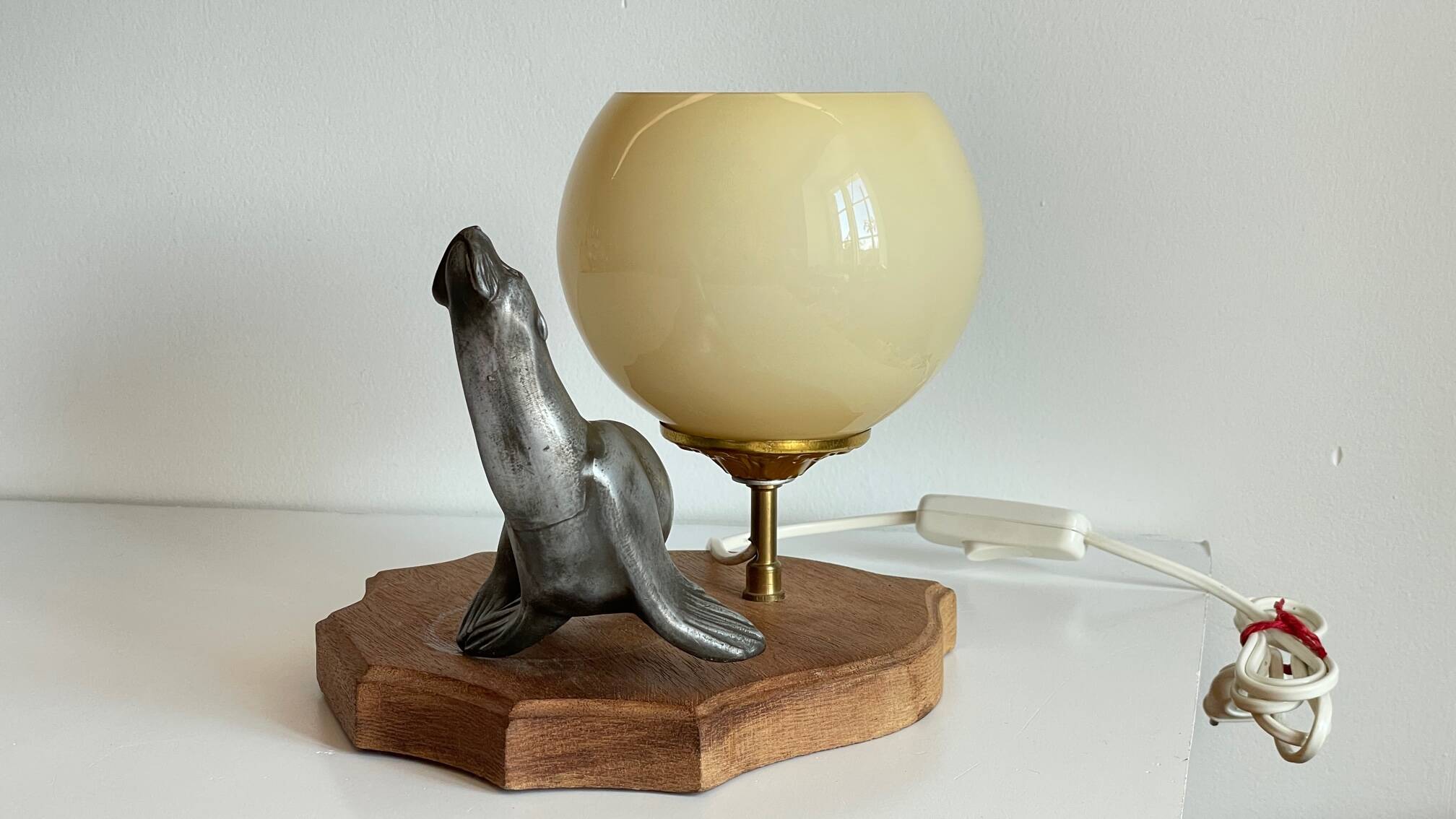 Art Deco Sea Lion blown glass lamp