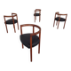 Teak & Leather Model 195 Dining Chairs by Ole Gjerløv-Knudsen & Torben Lind for France & Søn, Denmark, 1960s, Set of 4