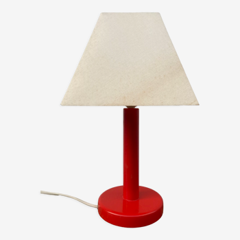 Lampe scandinave en bois peint rouge vintage 90s