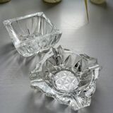 2 cendriers vintage en verre épais