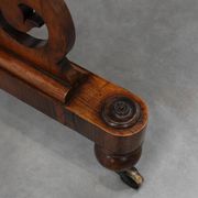 Victorian Walnut Side Table with Inlaid Top and Pierced Scroll Ends, Englan
