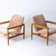 Ensemble de deux fauteuils danois en tissu rose