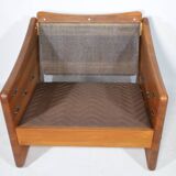 Teak solid wood leather armchair by Mikael Laursen, 1970s