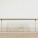 Aluminium coffee table and smoked glasses, France, circa 1980