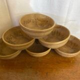 Set of 6 vintage rhodaceram ceramic bowls, beige and brown