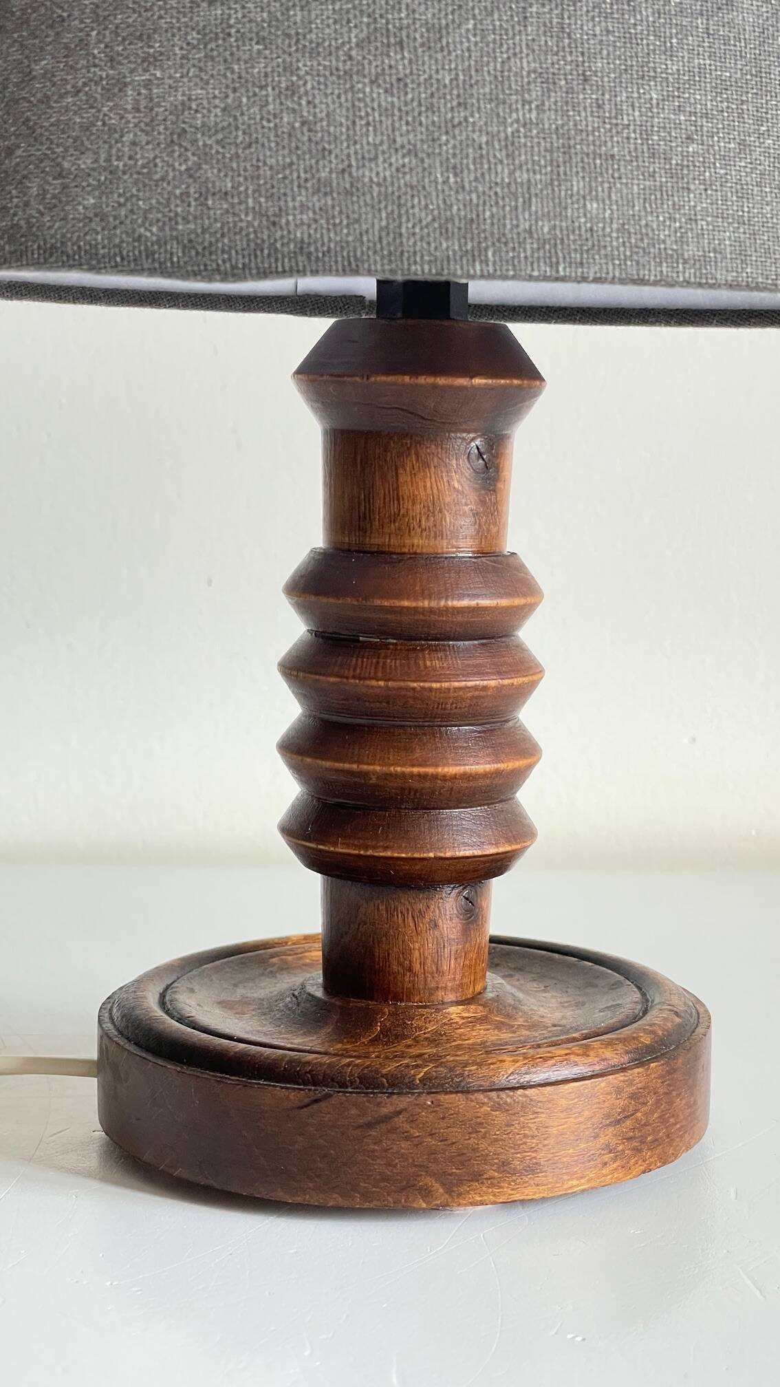 Vintage Charles Dudouyt Style Wooden Lamp