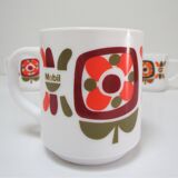 Three mugs and two cups decoration flowers design Jean-Charles Meunier 70s