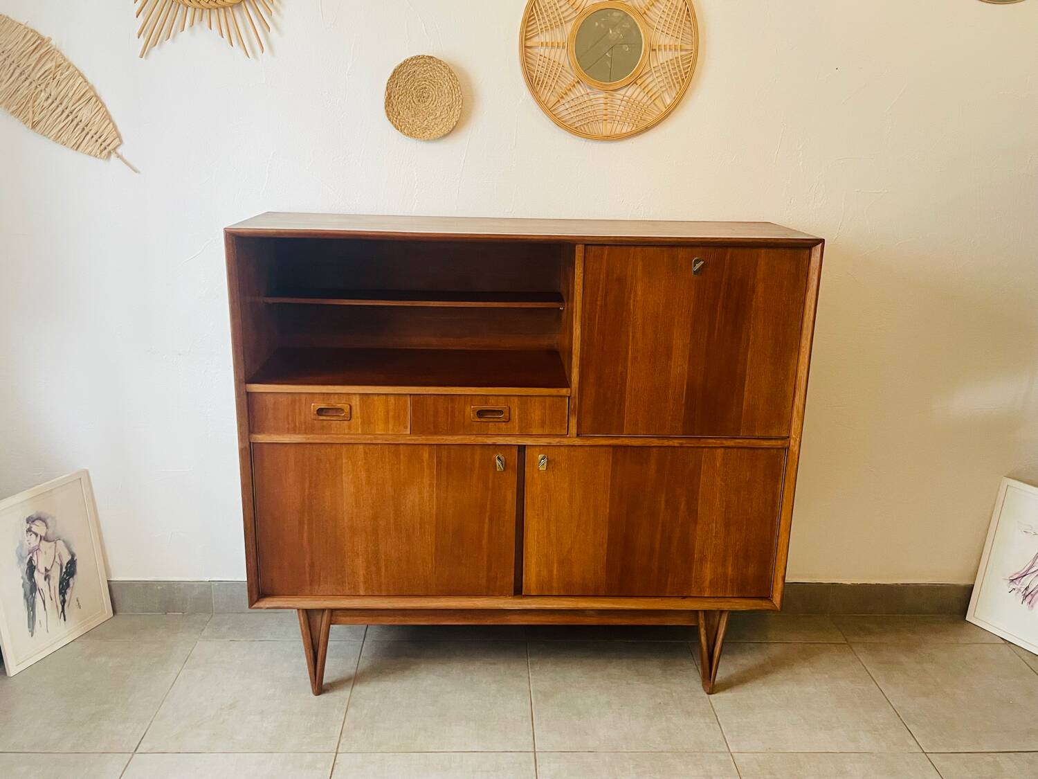 Vintage signed high sideboard / silver dresser
