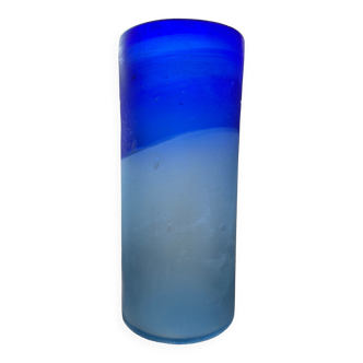 Vase vintage en pâte de verre bicolore
