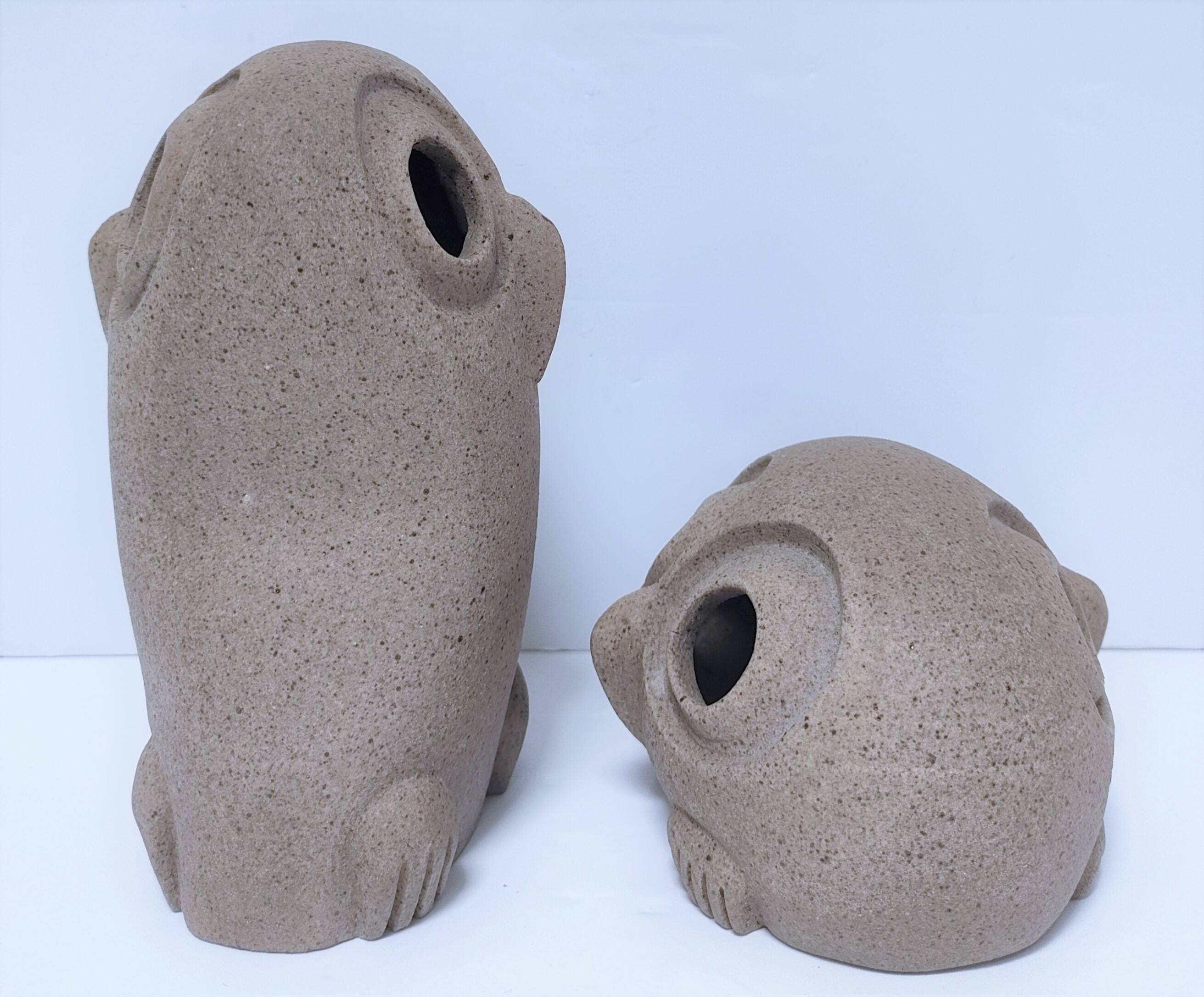 Deux chouettes céramique non émaillée design