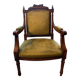 Antique Louis XVI style armchair – carved wood – green velvet – to be restored