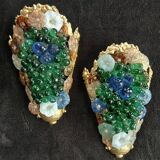 Murano wall sconces – coloured grape glass, bronze anemone