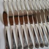 12 silver-plated metal fish cutlery pieces by Guildar, 24 pieces.