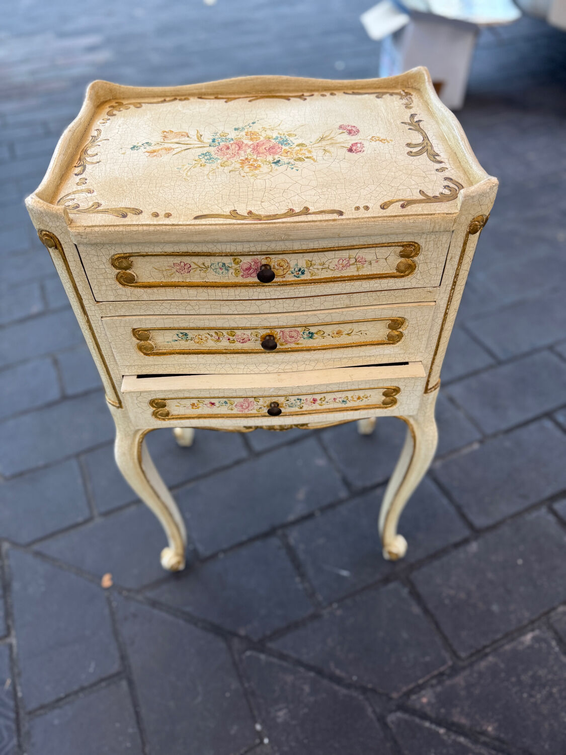 Pair of hand-painted Venetian bedside tables – baroque style