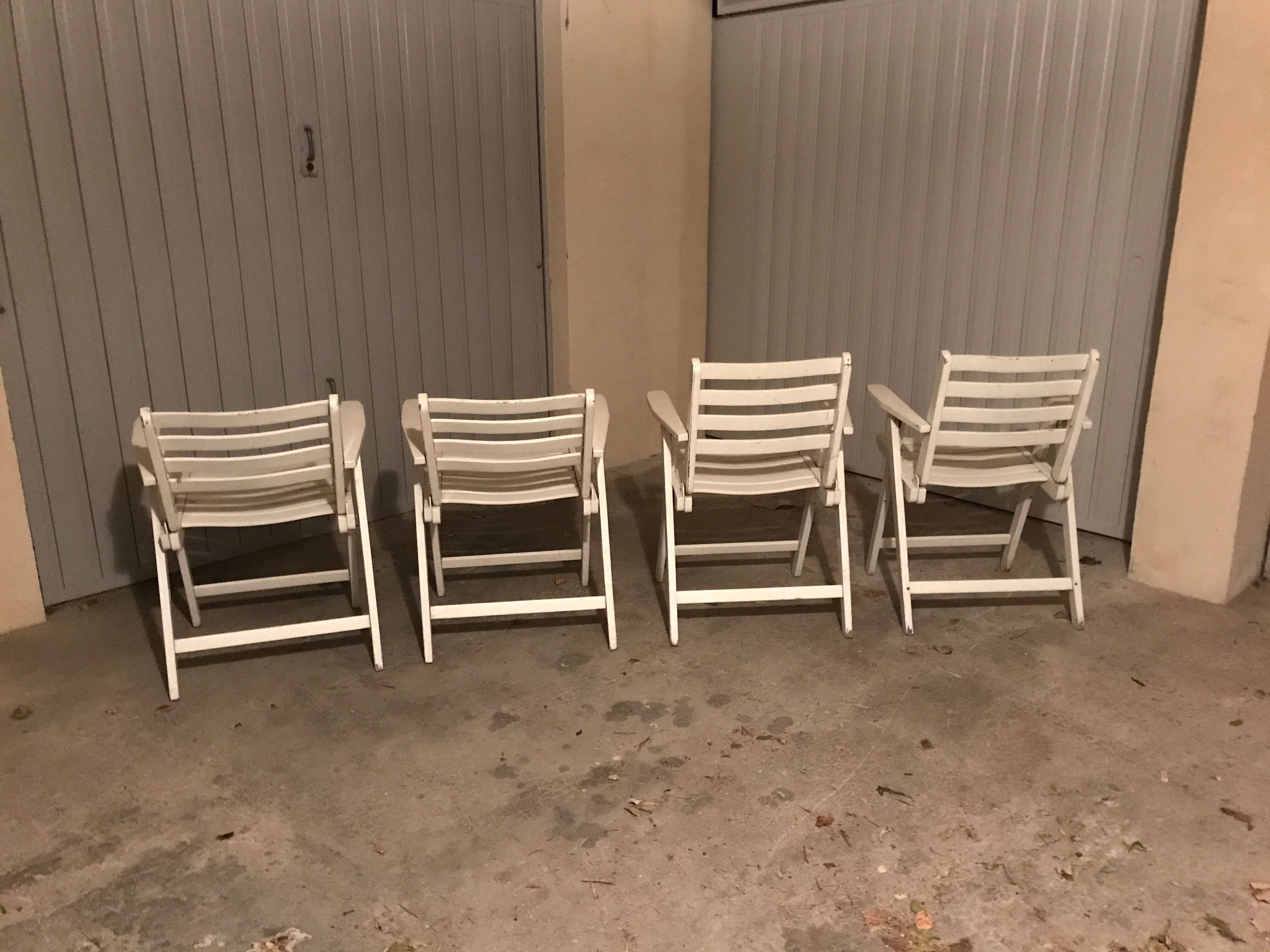 Garden white wood armchairs