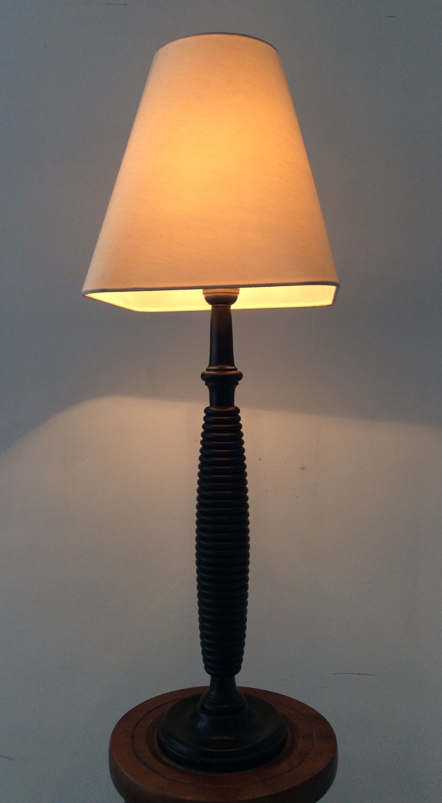 Large vintage lamp 70s wooden