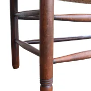 Antique Dutch wooden bench with woven seat