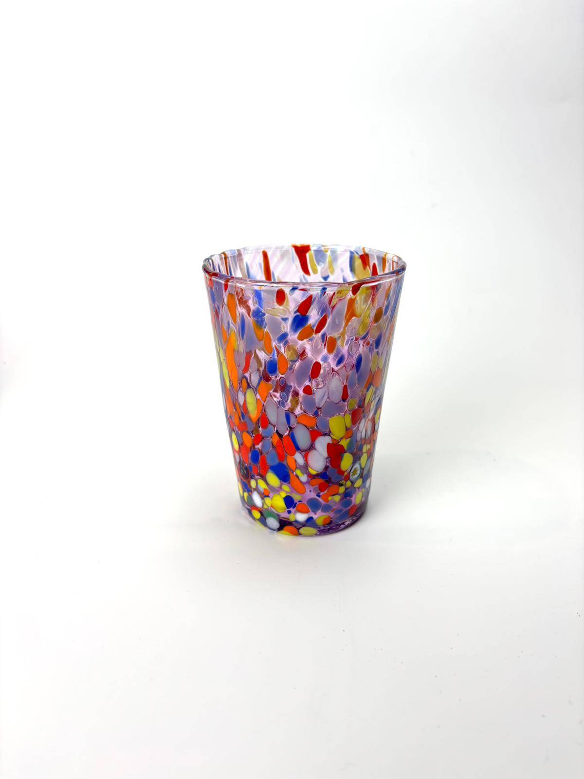 Set of 6 blown glass glasses with Murano murrine.