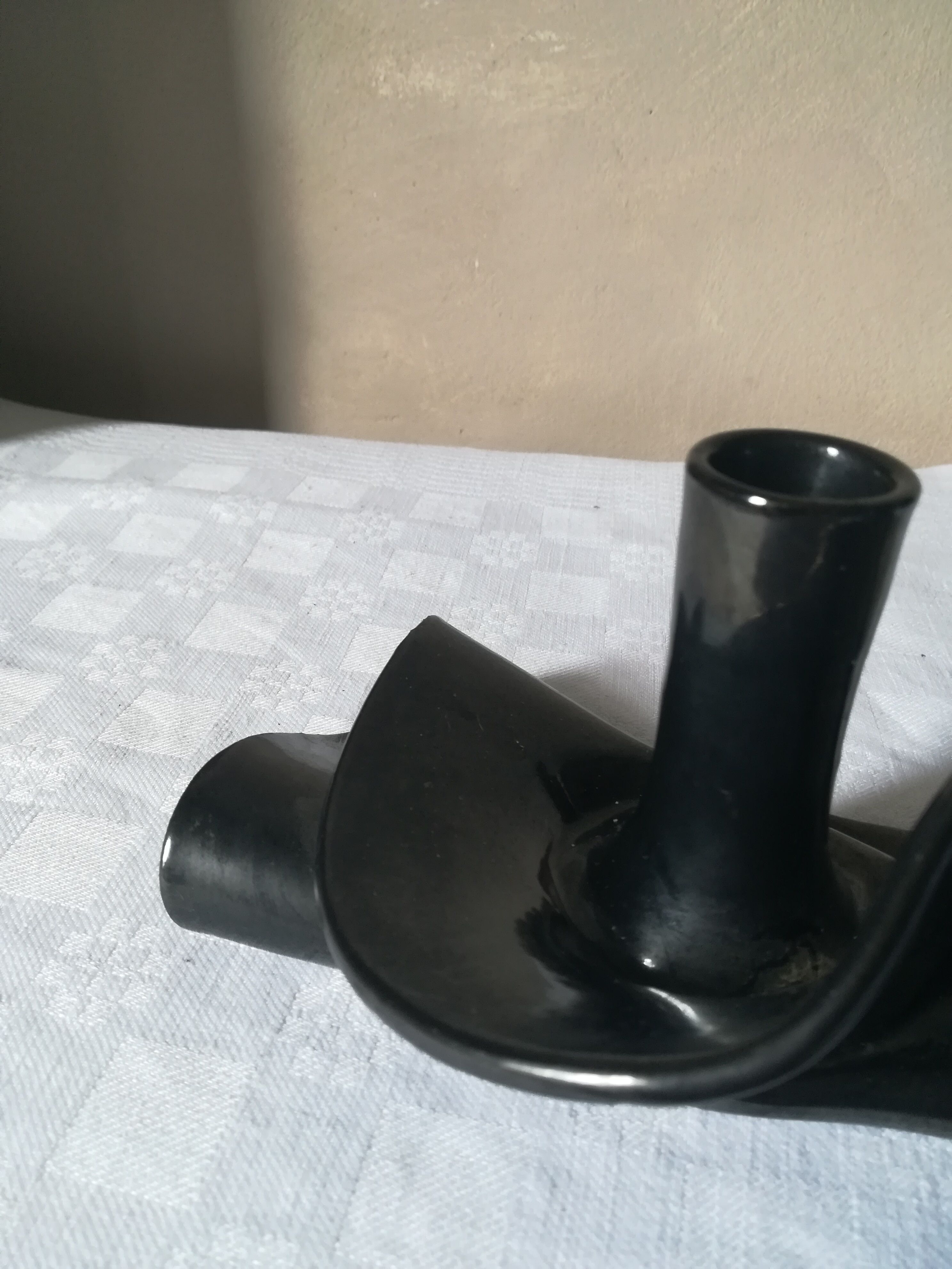 Black ceramic candlestick