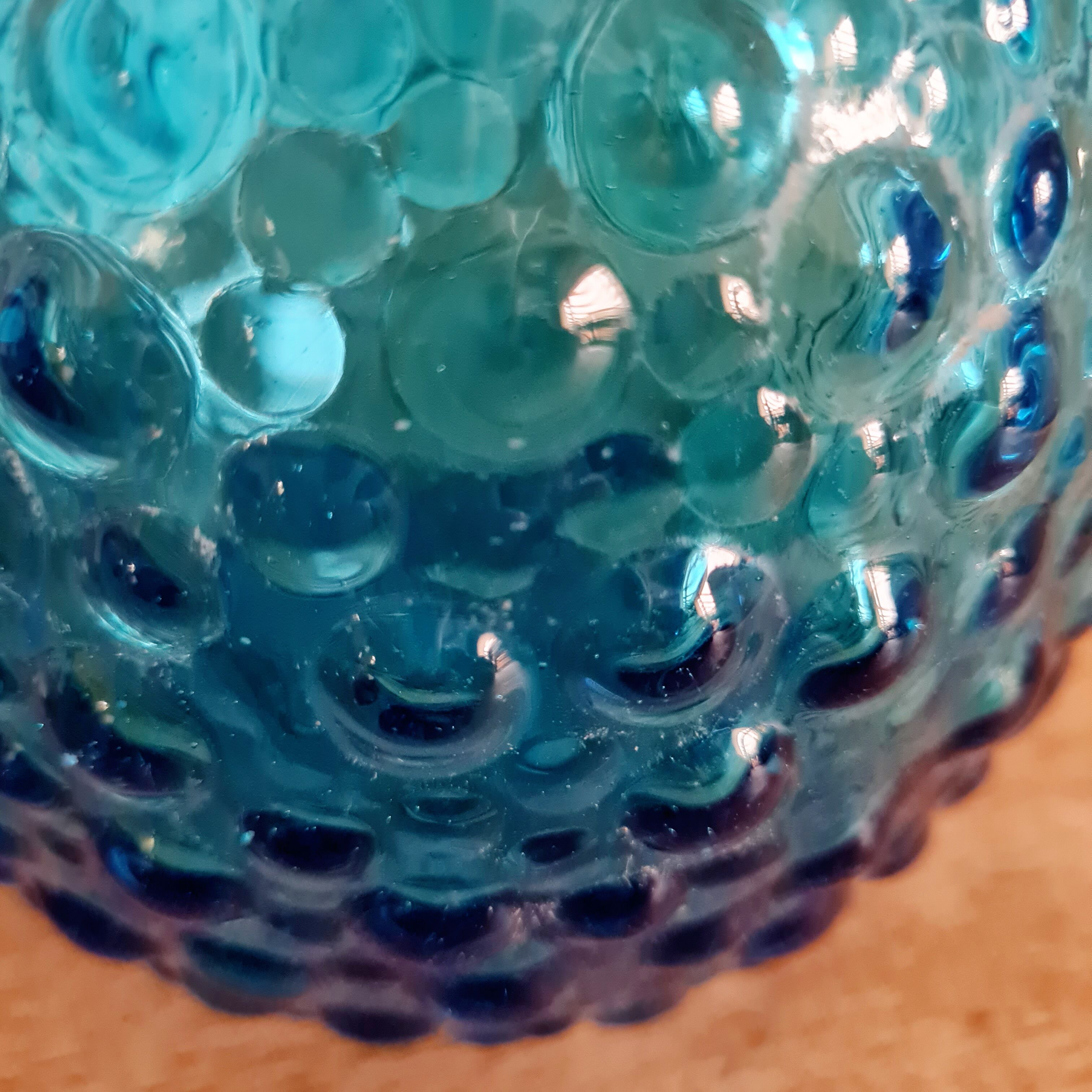 Italian Empoli vase in blue bubble glass