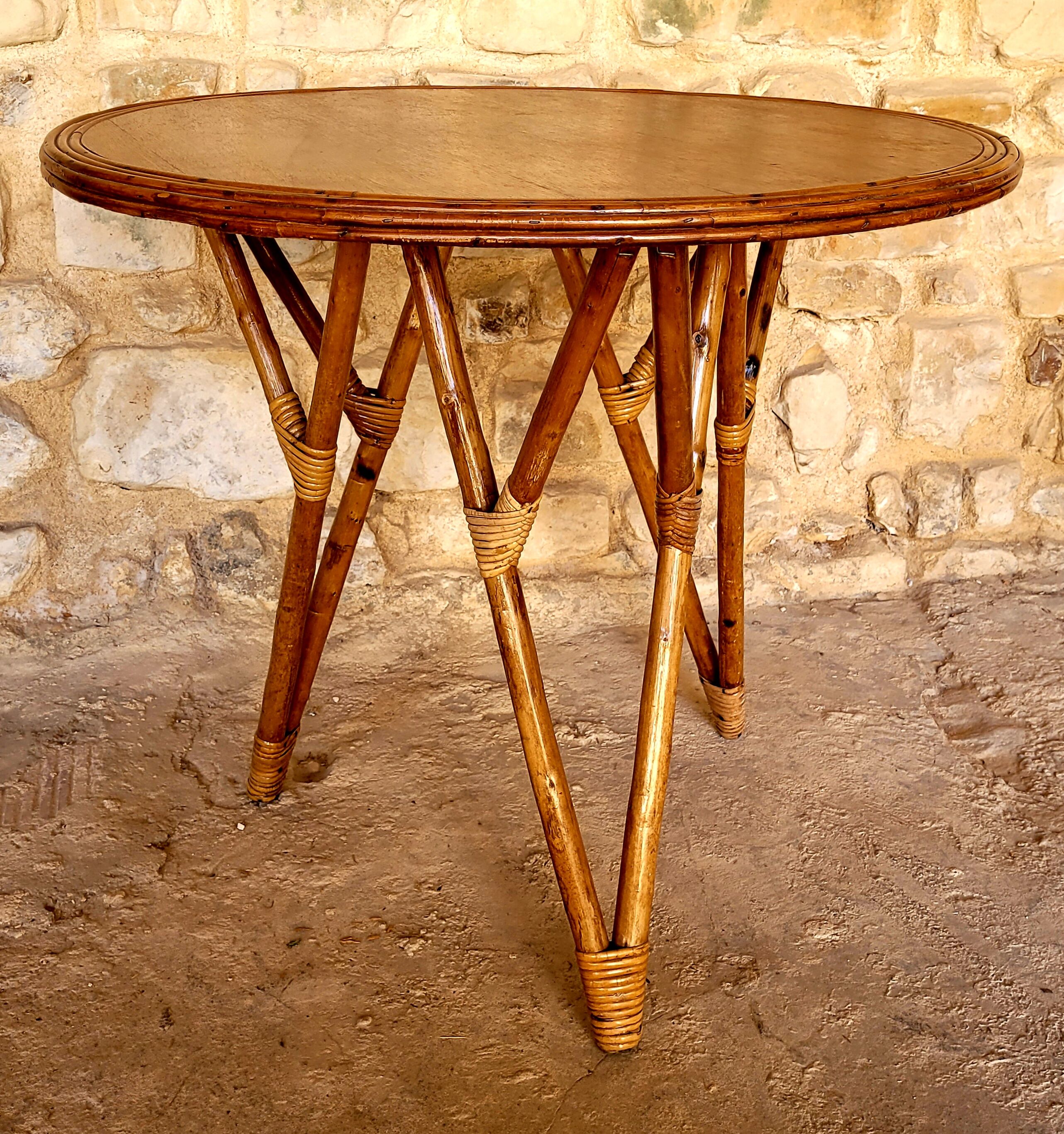Vintage bamboo and rattan table from the 50s/60s