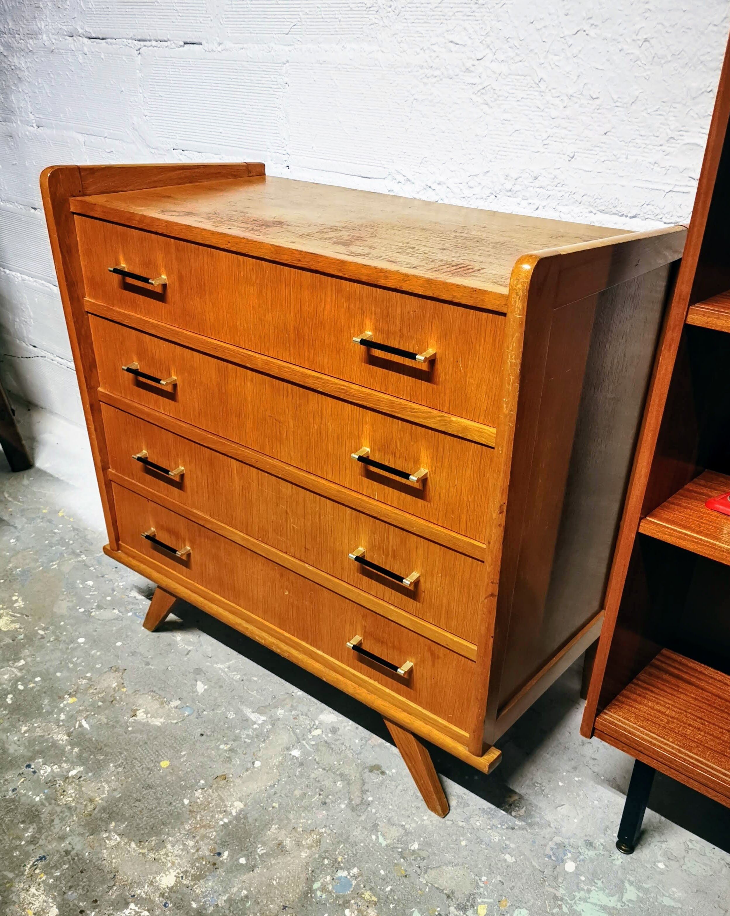 Vintage chest of drawers with compass feet