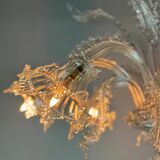 Lustre vénitien en verre de Murano incolore, 7 bras de lumière vers 1930