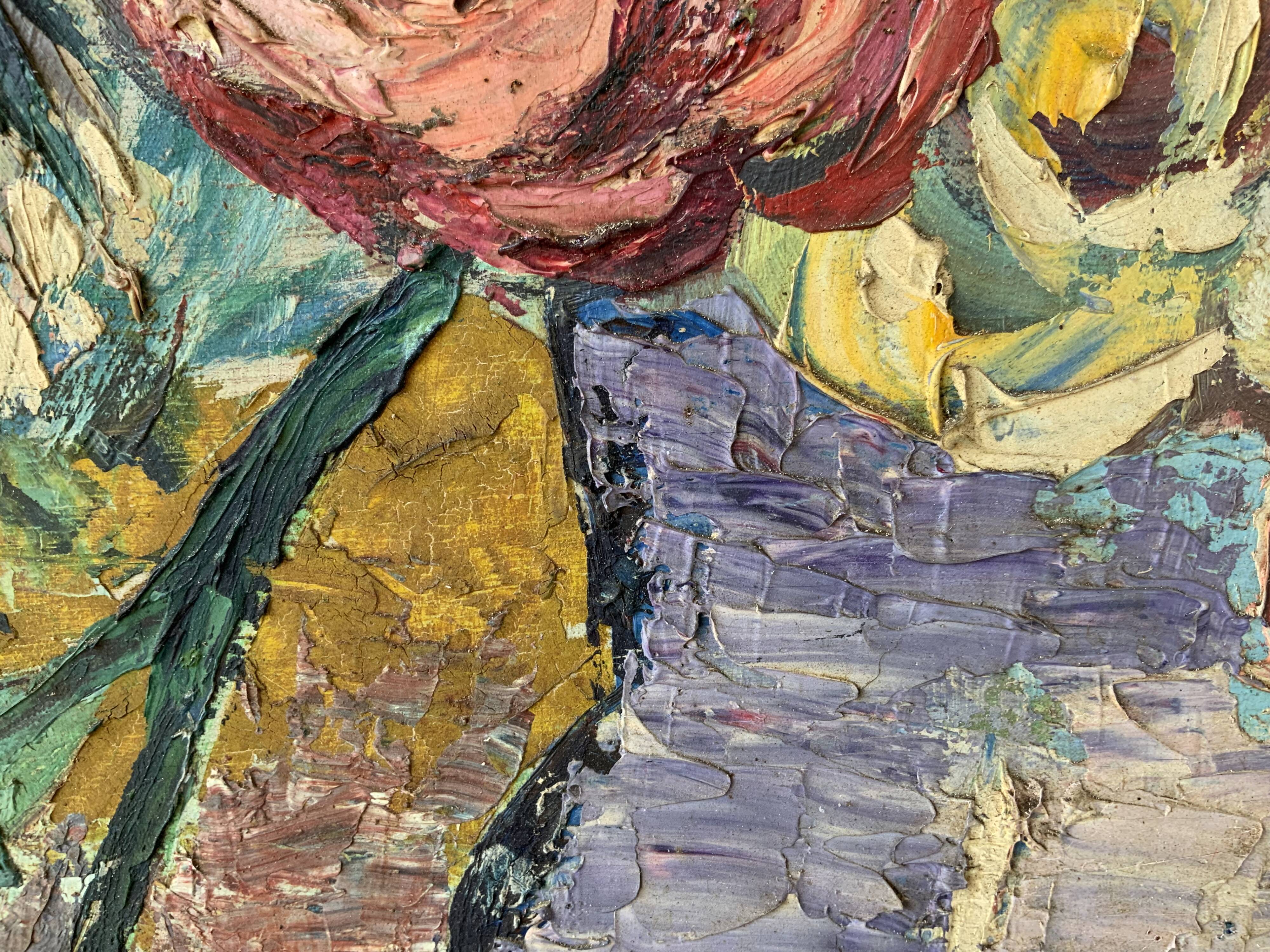 Painting old still life flowers