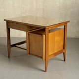 Oak and leather desk, France 1955