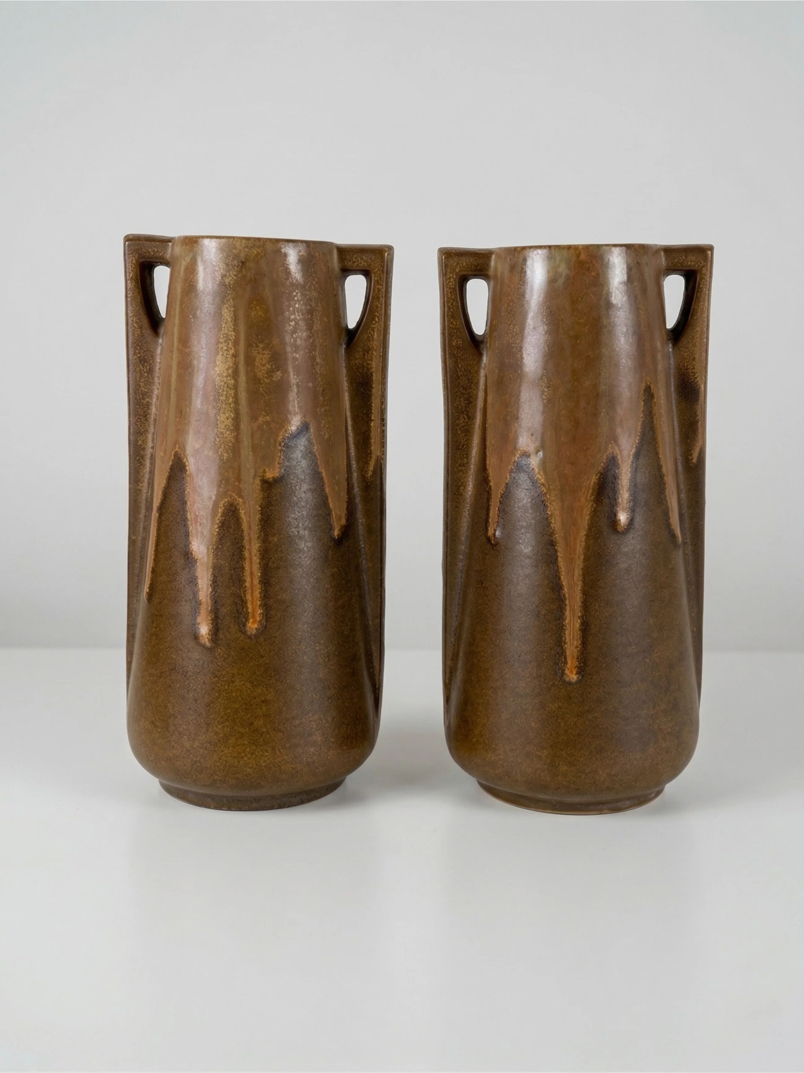 Pair of Denbac vases model 244 – vintage glazed French ceramics