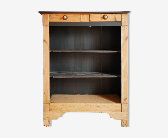 Bibliothèque vaisselier en pitchpin ancien rénové