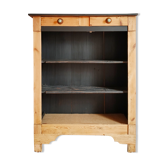 Bibliothèque vaisselier en pitchpin ancien rénové