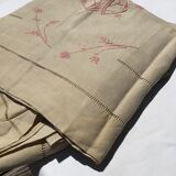 Sheet 2 places linen new embroidered BD pink dark beige canvas