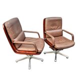 vintage leather and wood office/conference chair – st