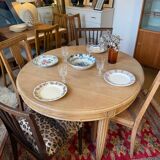 Table à manger extensible ovale Art Déco en bois