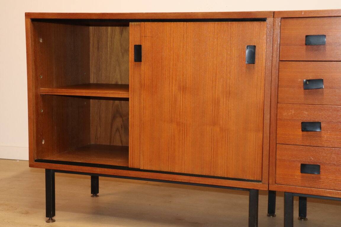 Vintage sideboard in wood and metal, 1960s