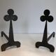 Pair of wrought steel and iron chenets with clover decorations 1950