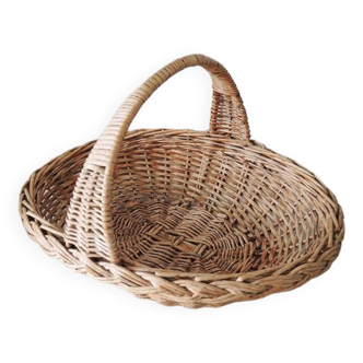 Ancien panier oval en osier clair