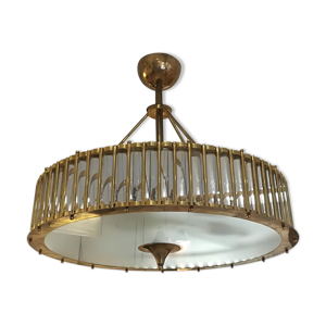 Lustre en laiton fond verre dépoli
