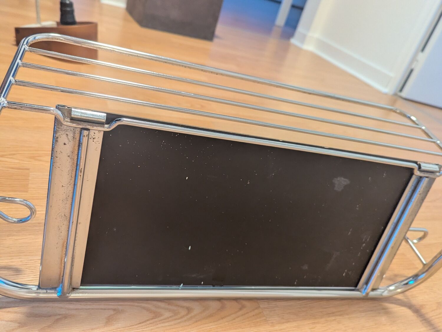 Coat rack with 4 hooks, mirror, chrome metal