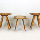 Mid-century rattan stools attributed to Jan Kalous for úluv, Czechoslovakia, 1960s, set of 3